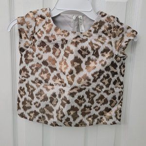 Metallic leopard print crop top Gold Ivory